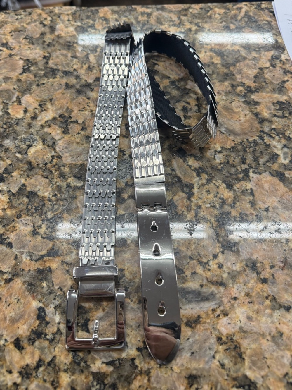 Vintage Silver Stretch Belt Metal Link Elastic Retro 36in - Picture 3 of 3